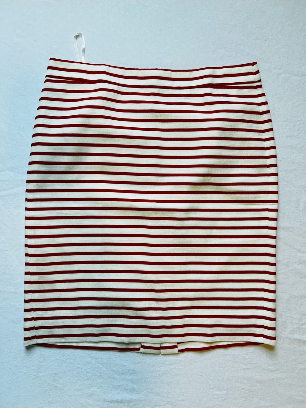 J. Crew Red & Cream Striped Pencil Skirt